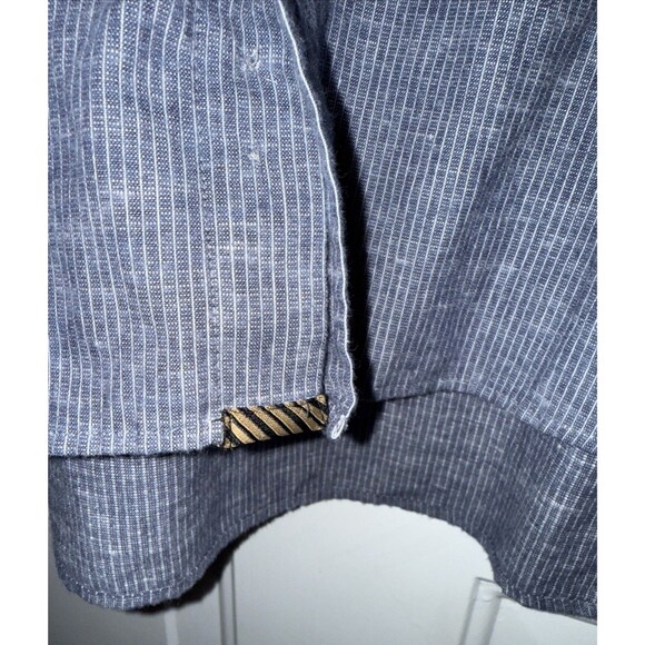 BIG & TALL Billy Reid Button Up Shirt XXL Cotton/Linen Slim Fit Grey Stripe GUC - Picture 8 of 13